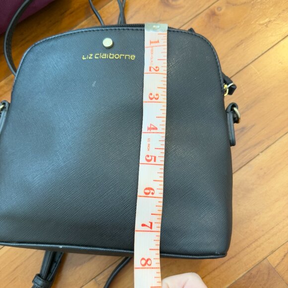 Liz Claiborne Adjustable Crossbody Messenger Bag Black Gold Hardware Polyvinyl - Picture 7 of 11